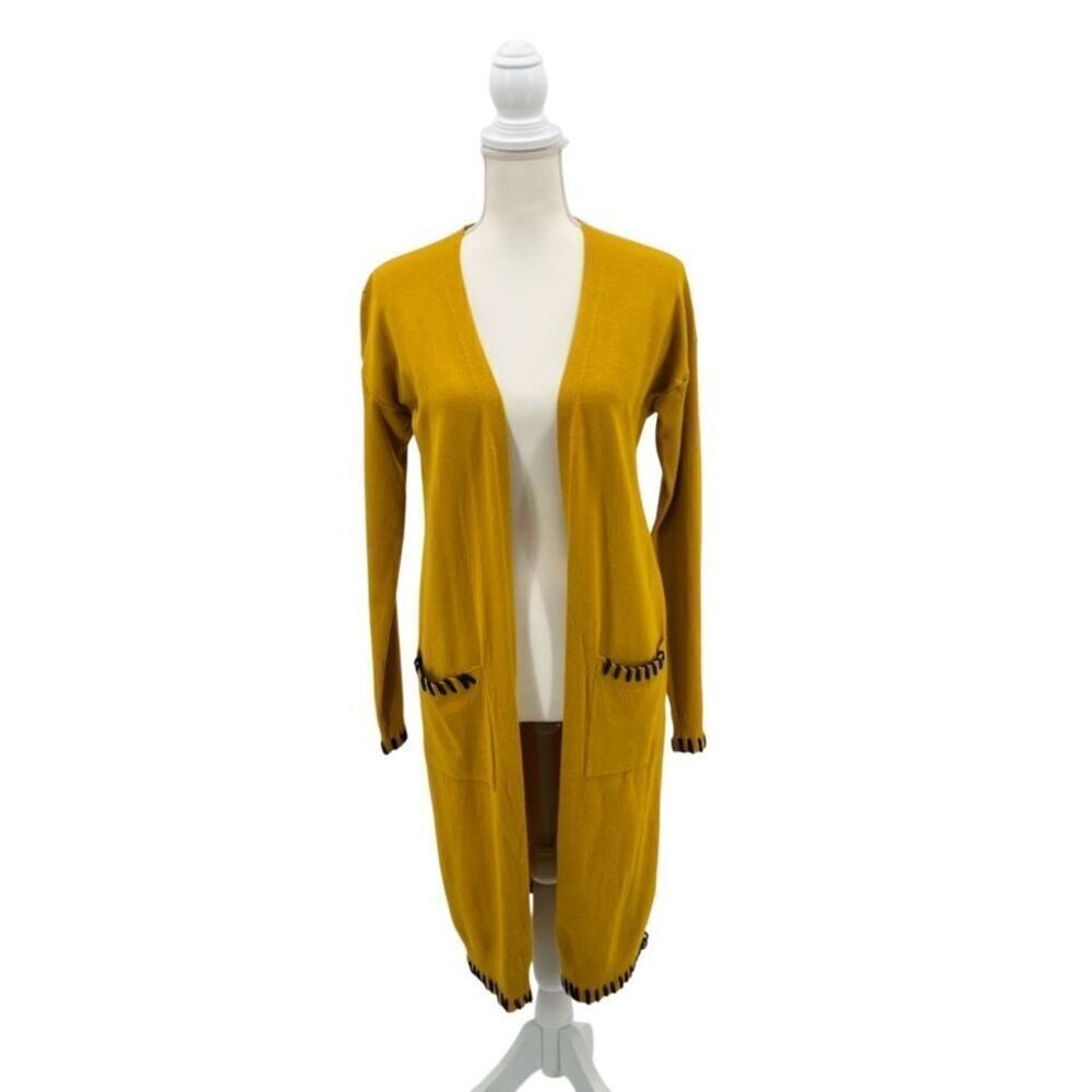 Tea n Rose Sweater Cardigan Soft Mustard Yellow Size S